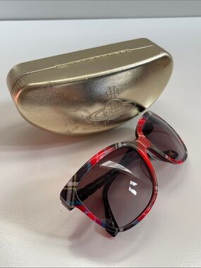 Vivienne Westwood Tartan Plaid Oversized Sunglasses Made in Italy BRAND NEW